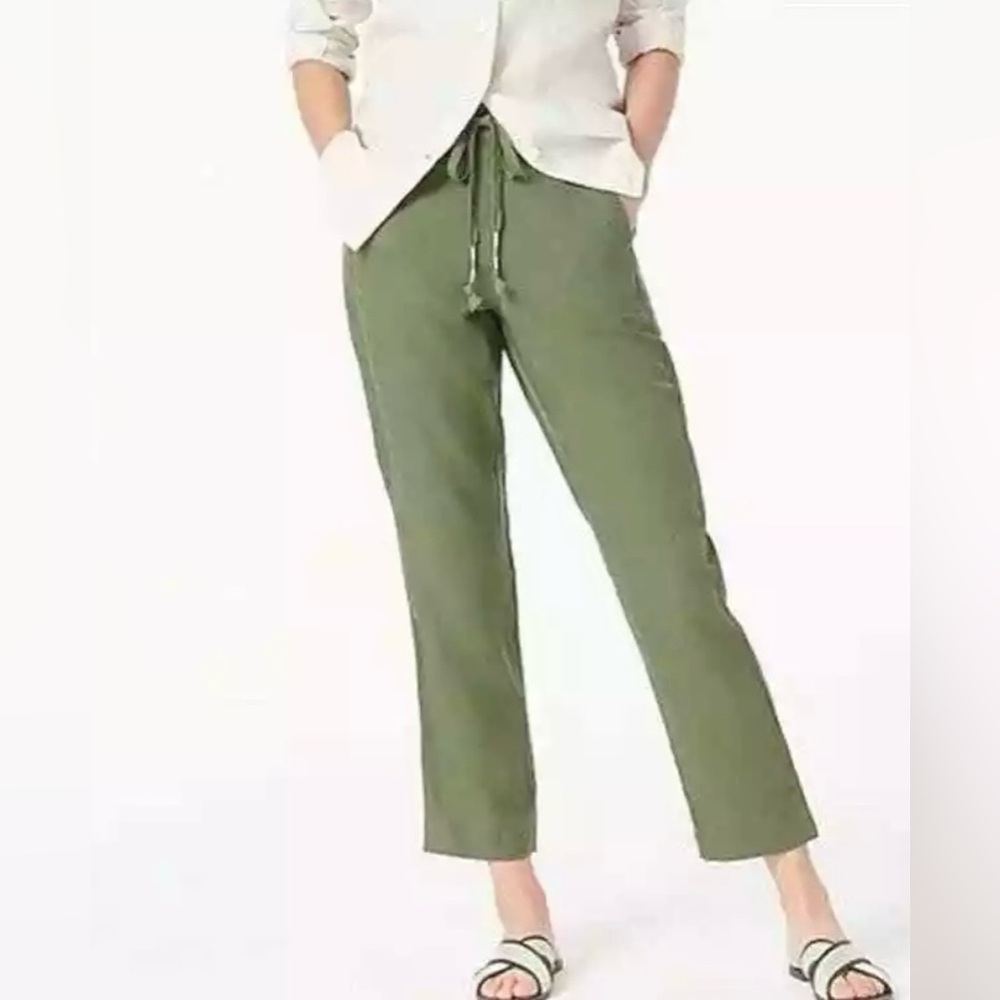 J. Crew Seaside Loose Linen Croppped Capri w Drawstring Waist M